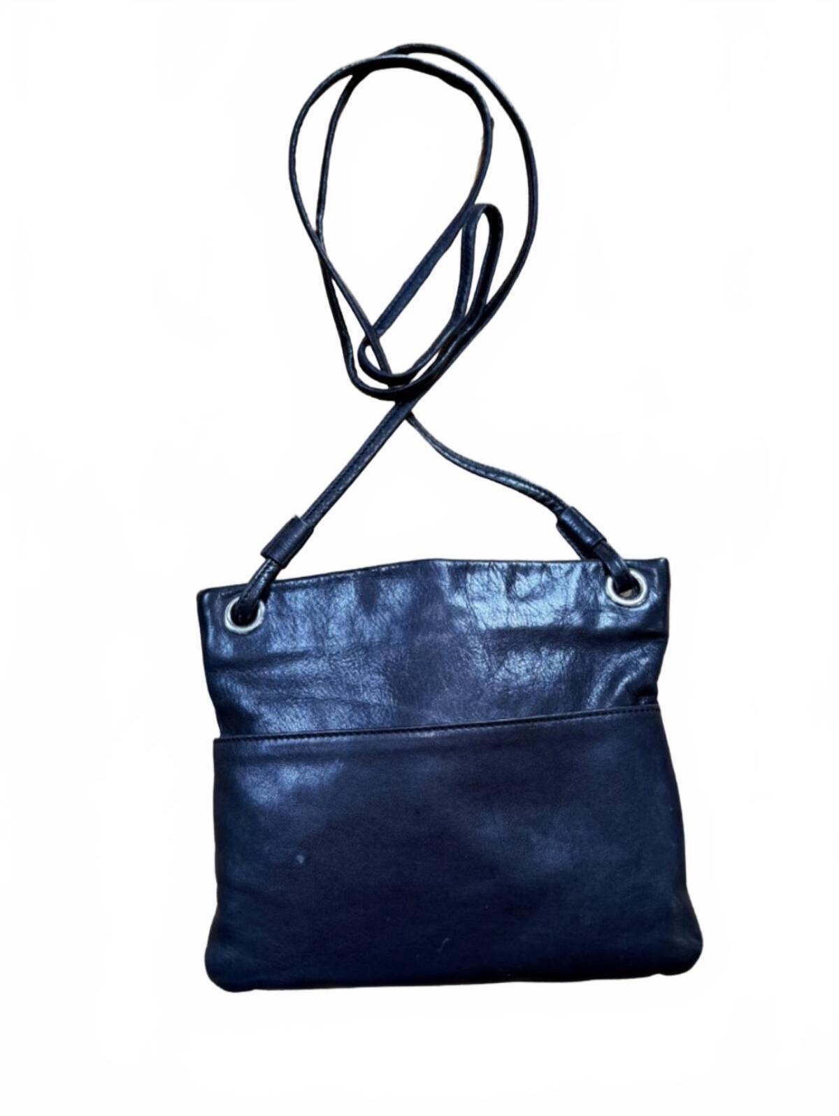 Anthropologie Margot Black Leather Crossbody Bag Minimal Soft Slouchy